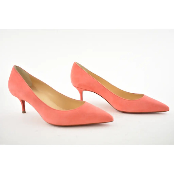 Christian Louboutin Kate 55 Smoothie Suede Classic Pointed Kitten Heel Pump 37.5 - Picture 3 of 10